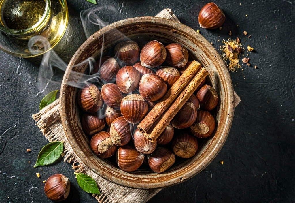 Castanhas torradas tradicionais de Inverno